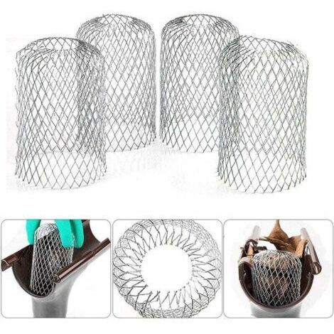 4 Filtres de Gouttière en Aluminium Flexible Diamètre 8cm Grille Grillage Stop Feuille Crapaudine Crépine Pare Feuille Cache Gouttière pour Protéger Gouttière Contre les Feuilles Toiture (1/4)