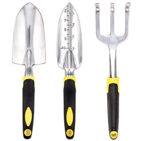 Outils de jardin, pelle de jardin, sécateur, outil de jardin multifonction Portable, ensemble de 3 pièces, jaune (1/5)