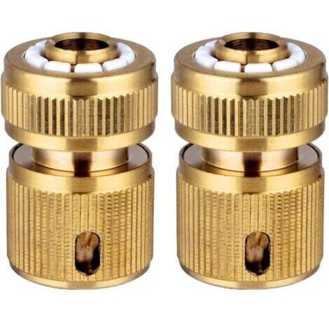 Lot de 2 Connecteur de réparation de tuyau en laiton, connecteur rapide d'extrémité de tuyau d'arrosage, pour tuyau d'arrosage de 1/2 pouce Connecteur d'extension rapide,adaptateur de robinet extensib (1/4)