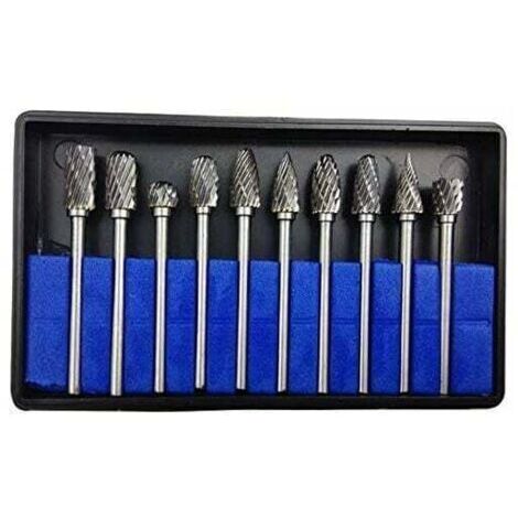 10PCS 3mmx6mm Fraises de Coupe Rotative Carbure Rotatifs Burr Dremel Outils Pour Travail Du Bois De Gravure, PerçAge (1/4)