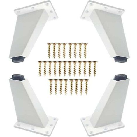 Lot de 4 pieds de meuble Ulisem, pieds de meuble inclinés en aluminium, pieds de remplacement pour canapé, armoire, commode, table, vis de montage incluses, blanc, 80 mm (1/4)