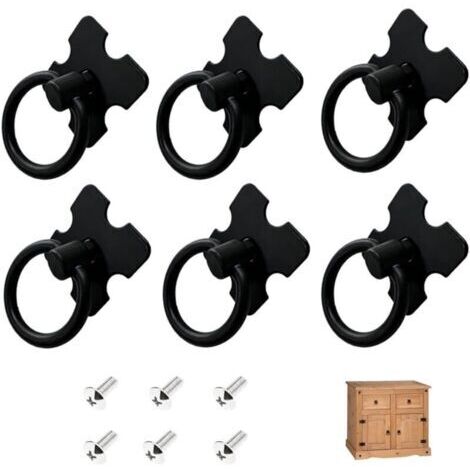 Lot de 6 poignées de meubles vintage noires, poignées de tiroir, poignées antiques pour armoires de cuisine et commodes (1/4)
