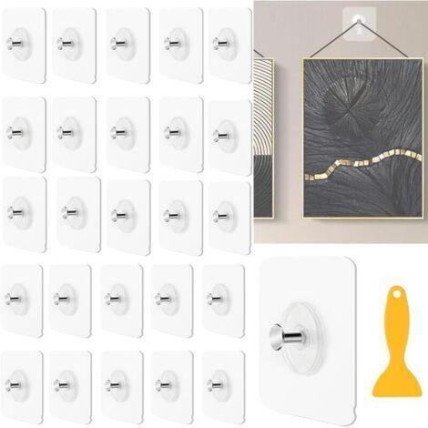 26PCS Accroche Tableau Sans Percer, Fixation Cadre Adhesif Murale Attache Languette Accroche Tableau Crochet Cadre pour Accroche Cadres Photo, Décoratives, Art Mural (1/4)