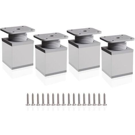 Pieds de meuble réglables, 4 pieds d'armoire 50 mm Hauteur réglable 0-20 mm Pieds de table en aluminium pour bureaux, canapés et meubles de bricolage (1/4)