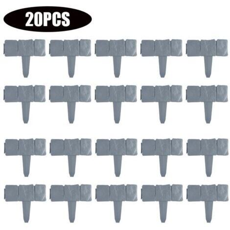 20pcs jardin clôture bordure pliante paysage imitation Pierre plastique jardin clôture pelouse clôture panneau bricolage ornements (1/4)