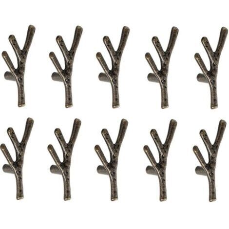 10x Poignée Meuble en Forme de Branche Poignées Armoires en Alliage de Zinc avec Vis Bronze - Trou Unique (1/4)