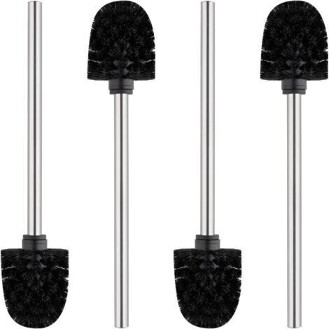 Brosse WC Classique 4 Pièces, Manche en Acier Inoxydable, Tête de Brosse Noire 7CM (1/4)