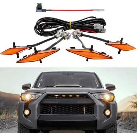 Lot de 4 feux ambrés LED (ambre) avec fusible et instructions pour grille Toyota 4Runner TRD Pro 2014-2022, y compris SR5, TRD tout-terrain, Limited, TRO Pro (1/4)