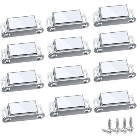 Loquet Magnetique, 12 Pièces Aimants loqueteaux magnétiques Placard Aimant Puissant Robuste Jusqu'à 6kg, Pour Tiroirs Porte de Douche Aimanté Armoire Placard, Cabinet, Meubles (45mm-12pc)-- (1/5)