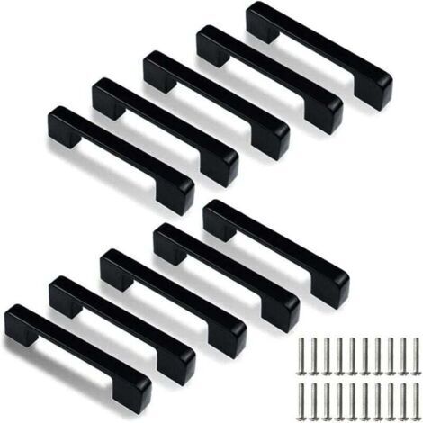 Lot de 10 poignées de porte de cuisine carrées en acier inoxydable avec trou central de 128 mm (vis incluses) (1/4)