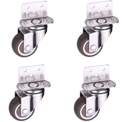 Lot de 4 petites roulettes pivotantes de 25 mm pour meubles, roulettes en L pour lit bébé, armoire, meuble, table, capacité de charge : 11 kg par roue (1/4)