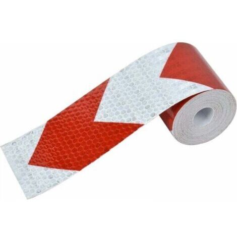 Film autocollant réfléchissant d'avertissement de sécurité réfléchissant 15 cm x 3 M blanc rouge, bande réfléchissante auto-adhésive, bande de sécurité d'avertissement, bande de visibilité nocturne po (1/4)