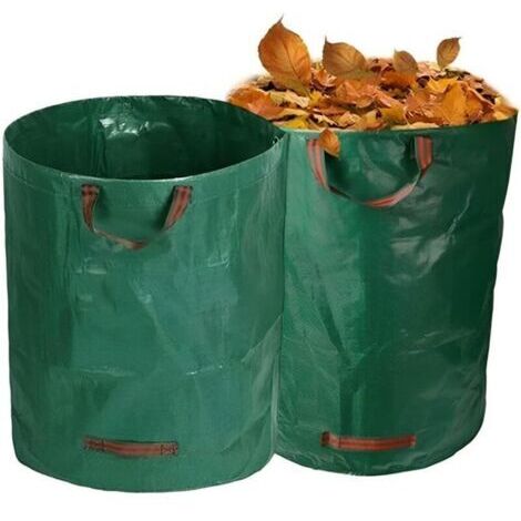 Sac à feuilles vert 80x80cm 2 pièce 400L collecteur de déchets de jardin réutilisable adapté pour pelouse jardin camping (1/4)