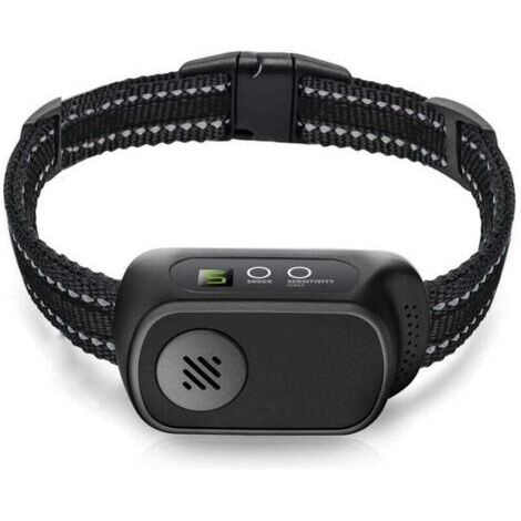 Collier Anti-aboiements Automatique Rechargeable pour Chiens,5 Niveaux de Sensibilité Réglables, Modes Vibration, Choc Statique et Son, Adapté Aux Chiens de Petits,Taille Moyenne,Grande (1/3)