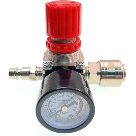Promotion, 1/4" Régulateur de pression de compresseur d'air, régulateur de pression pneumatique 1/4", vanne de régulation de pression avec connexion 140 psi 12 bar,-- (1/5)