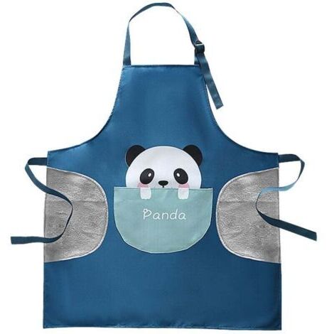 Table de tablier de cuisine et housse de tablier résistant à l'eau pour s'essuyer les mains (Panda bleu) (1/4)