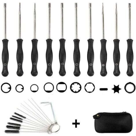Jeu de 10 tournevis carburateur + sac EVA + brosse de nettoyage, jeu d'outils pour le réglage du carburateur Outil tournevis pour carburateur-- (1/5)