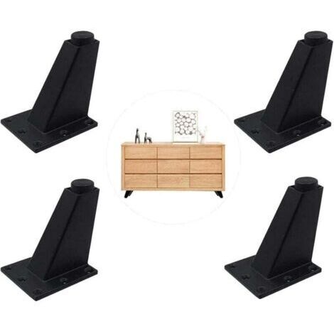 4 Pièces Pieds Réglables Meubles Jambes Cuisine Jambes Worktop Bar TV Bureau Table Jambes, Pieds Meubles Alliage d'Aluminium, pour Canapé Table Armoires éTagèRes, Facile à Installer, Noir- (1/4)