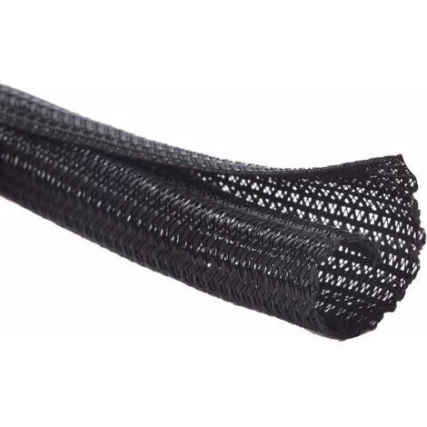13mm-10m Gaine Câble Auto-Fermeture Manchon de Câble Cache Câble Range Câble Gestion des Câbles pour Ordinateur, Automobile - Noir, (1/4)