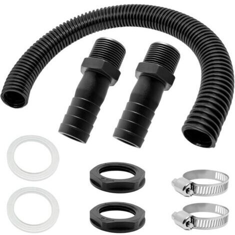 Trop Plein Cuve,2 Pcs Trop Plein Cuve Eau 1000L,Raccord Recuperateur d Eau de Pluie,Kit de Jumelage Cuve mit Joints,Tuyau de Raccordement et 2 Embouts avec Contre-écrous pour Cuve Eau (B) (1/4)