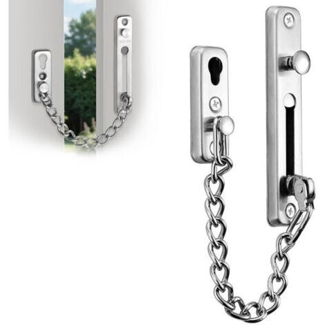 de porte en acier inoxydable, Chaînes de Porte, Verrouillage de Sécurité, Serrure de Porte Privée de Sécurité avec 4 Vis pour la Sécurité de la Porte d'Entrée, etc. (siliver) (1/4)