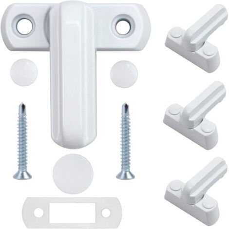 Serrure de Fenêtre-Alliage de Zinc-4PCS Blanc Verrou de Porte-Sécurité Domestique Pour Divers Porte Fenêtre- Sécurité de Maison la PVC (1/4)