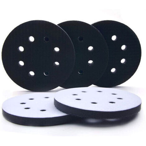5 pouces Tampon de Ponçage Souple, Tampon Poncage Souple, Tampon de Coussin D'interface, Adapté aux Types Pneumatiques et électriques de Polisseuse Autonettoyante, 8 Trous, 5pcs (1/4)