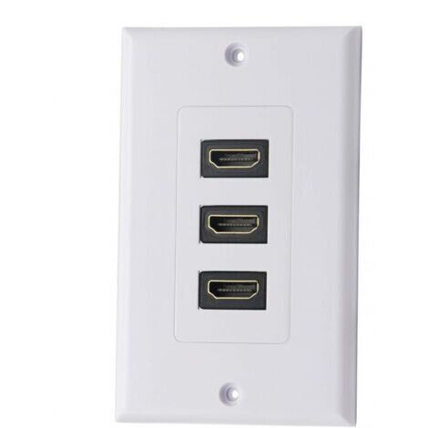 3 Port HDMI 2.0 Plaque murale Composant HDMI Composant Composite Audio Prise de montage murale, Support 4K 60Hz 1080P Parfait pour projecteur et cinéma maison blanc (3 HDMI) (1/4)