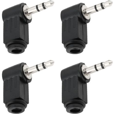 4X Adaptateurs Audio à Souder Prise Jack Stéréo 3,5 Mm Angle de 90 Degrés pour Casque Lecteurs MP3 Haut-parleurs (1/4)