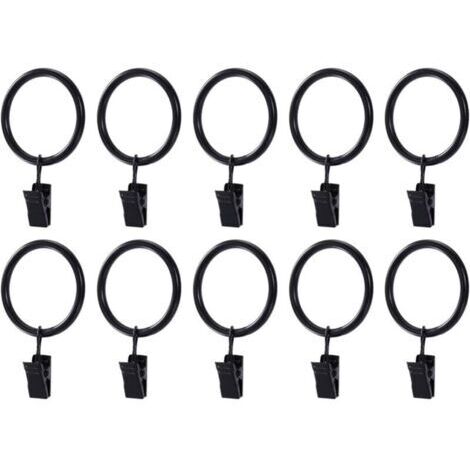 20pcs Noir Anneaux de Rideaux avec Pinces Metal Rideau Clips Crochet,4.0mm×45mm (1/4)