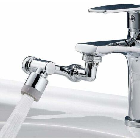 Robinet de rallonge pivotant à 1080°robinet multifonctionnel régulateur de jet robinet pivotant rallonge avec mousseur 2 modes robinet adaptateur avec mousseur universel en laiton (1/4)