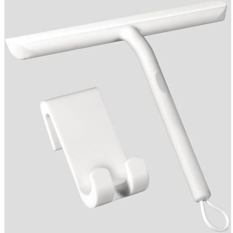 Raclette Douche, Raclette de Douche Nettoyage sans Traces pour Porte en Verre,Raclette Salle de Bain avec Support-21cm Blanc,Raclette Silicone pour Porte de Douche,Vitre de Voiture,Miroir etc (1/4)
