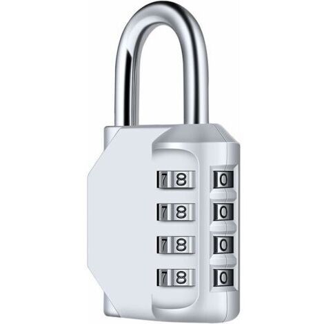 4-Digit Cadenas à Combinaison, Diyife Serrure Combinée Imperméabiliser, Métal étanche et Fermoir Combiné en Acier Plaqué pour L'école, Casier, Boîte à outils, Clôture, Armoires - Argent (1/4)
