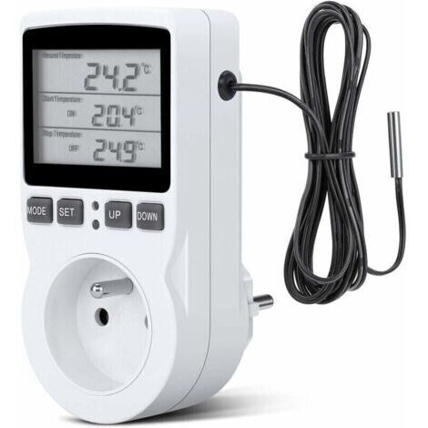 Regulateur Temprature Numrique,Prise Thermostat Chauffage Refroidissement Regulateur De Temperature LCD,200v-250v pour Rgulateur Temprature Ferme (1/4)