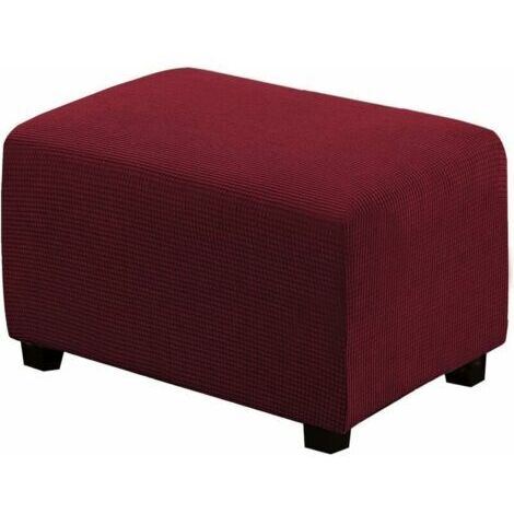 Housse de Pouf carrée Extensible en Peluche, Housses de Repose-Pieds en Jacquard Doux pour protéger Le Repose-Pieds, Housse de Pouf avec Fond élastique, Lavable en Machine -rouge (1/4)