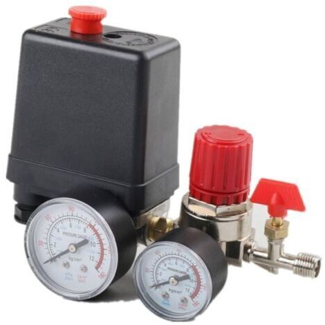 Compresseur d'air - Régulateur de vanne de régulation de manomètre avec manomètres pour compresseur (1/4)