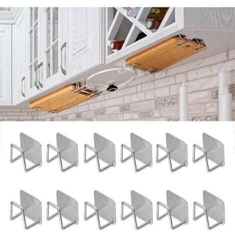 Lot de 12 supports de planche à découper sous armoire – Organiseur de couvercle de casserole pour armoire, planche à découper en acier inoxydable (1/4)