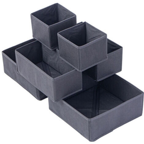 Organiseur à tiroirs/organiseur pour vêtements, pliable pour armoire, chambre ou cuisine, lot de 6, gris (1/4)
