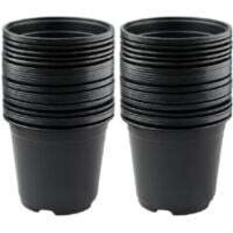 Lot de 50 Pots de Fleurs en Plastique Noir de 15 cm pour Plantes succulentes, légumes et boutures (1/4)
