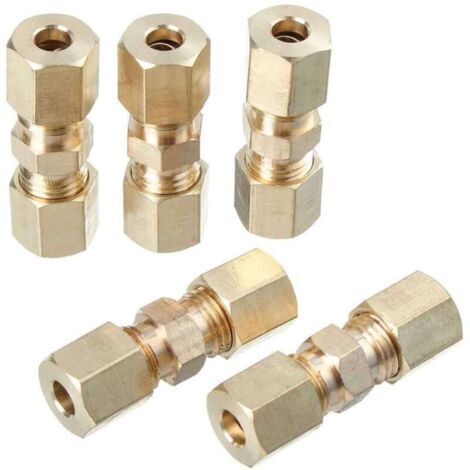Raccord de Compression en laiton connecteur droit Union de ligne de frein hydraulique 3/16 pouces 5 pièces (1/4)