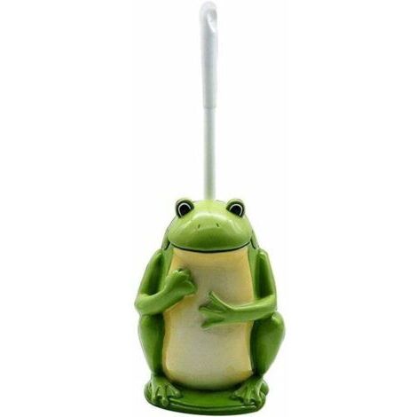 Brosse WC compacte en résine pour salle de bain Motif grenouille Vert，Outil de nettoyage avec base (1/4)
