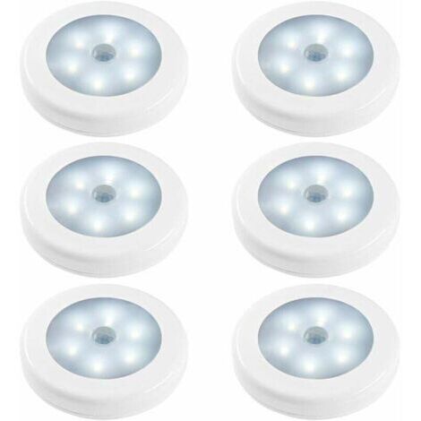Lampes de Nuit Détecteur de Mouvement, Lot de 6 Action Activée Capteur de Luminosité LED Lumières dans Obscurité pour Chambre à Coucher Toilette Cuisine Couloir Placard Armoire Escalier [Classe énergé (1/4)