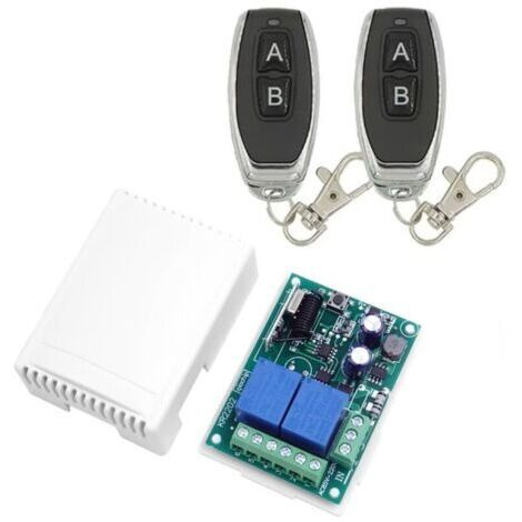 220V AC 2 Canaux Sans fil Commutateur de Télécommande, Récepteur RF Module de Relais 433 mhz avec émetteur Marche/Arrêt pour Porte deGarage, Lumière, Usage Domestique (1/4)