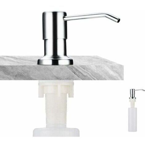 Distributeur de savon,Distributeur de Savon Encastrable, Distributeur Savon Evier Cuisine Acier Inoxydable, Distributeur Savon Integre avec Bouteille 350ML, Recharge du Haut (1/4)