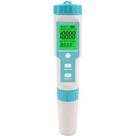 Testeur de salinité de piscine Compteur de pH et de salinité d'eau salée Numérique 5 en 1 Testeur de pH et de salinité de piscine Compteur de salinité pour piscine, bain à remous et spa de nage (1/3)
