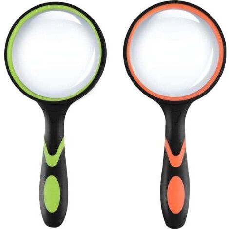 Loupe de Lecture 20X avec Poignée en Caoutchouc Souple Portable Personnes âgées et Enfants Loupes 75 mm pour Inspection, Livres, Scientifiques, Journaux, Insectes, Passe-temps, 2 Pièces (1/4)