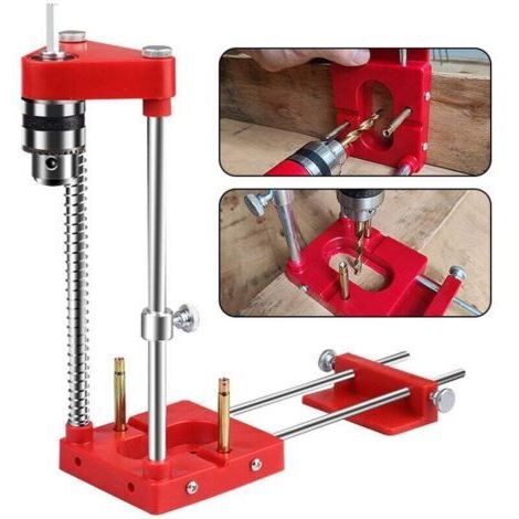 Localisateur de perceuse Guide de gabarit de perçage portable Positionneur de perforation precis Outil de travail du bois modele: Rouge (1/4)