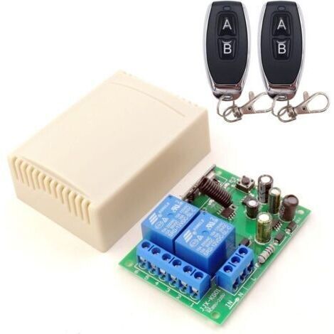 433Mhz RF Commutateur à distance sans fil, 2 canaux AC 110V / 220V / 230V / 240V Relais Récepteur avec 2 télécommandes (2 Boutons) (1/5)