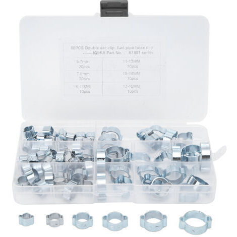 80pcs collier de serrage de carburant à double oreille pince véhicule 360 ° conception 6 tailles (1/5)