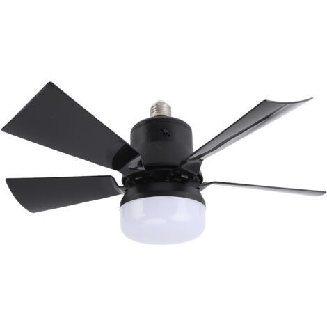 Ventilateur de plafond à intensité variable, 3 couleurs, vitesse du vent, minuterie 1H, 2H, 4H, E27, petite lampe avec télécommande, pour chambre à coucher, cuisine, 85 à 265V, noir (1/5)
